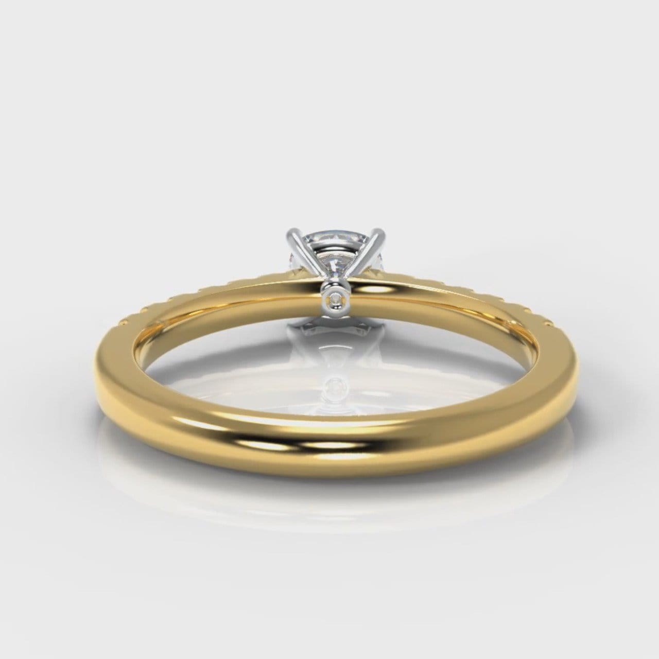 Carrée Micropavé Cushion Cut Diamond Engagement Ring - Yellow Gold