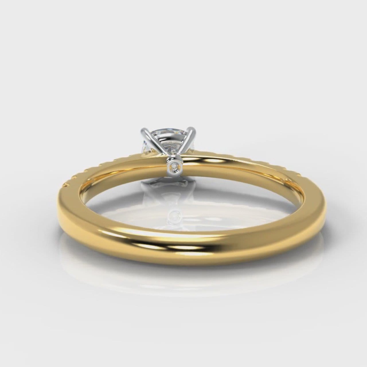 Carrée Micropavé Cushion Cut Diamond Engagement Ring - Yellow Gold