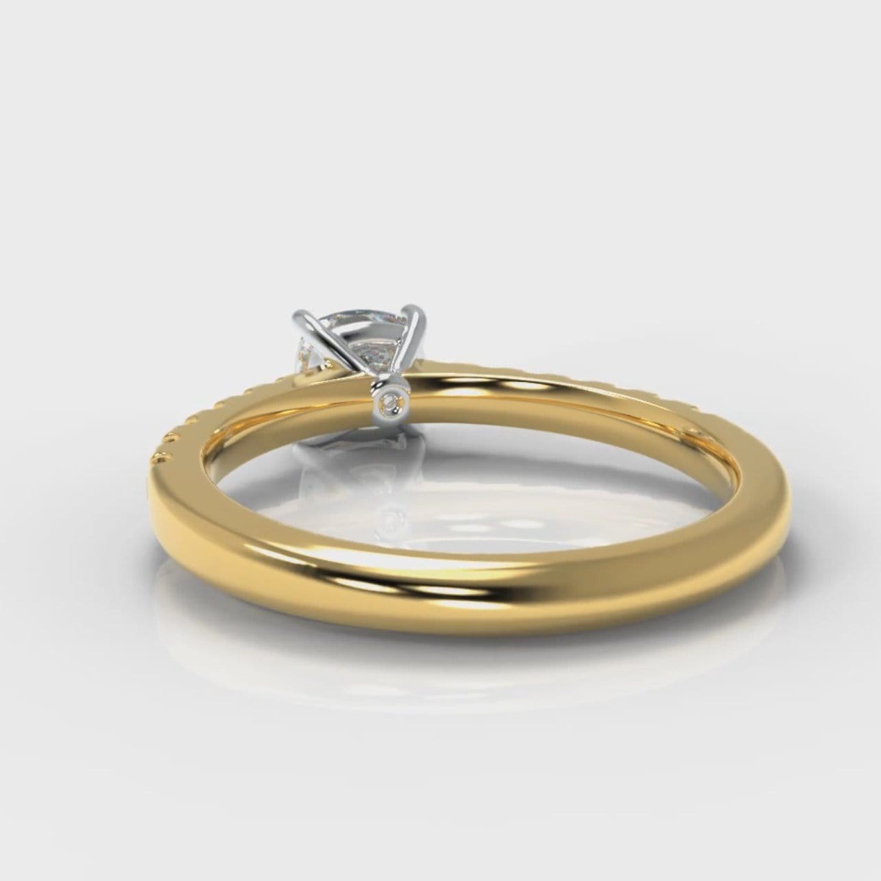 Carrée Micropavé Cushion Cut Diamond Engagement Ring - Yellow Gold