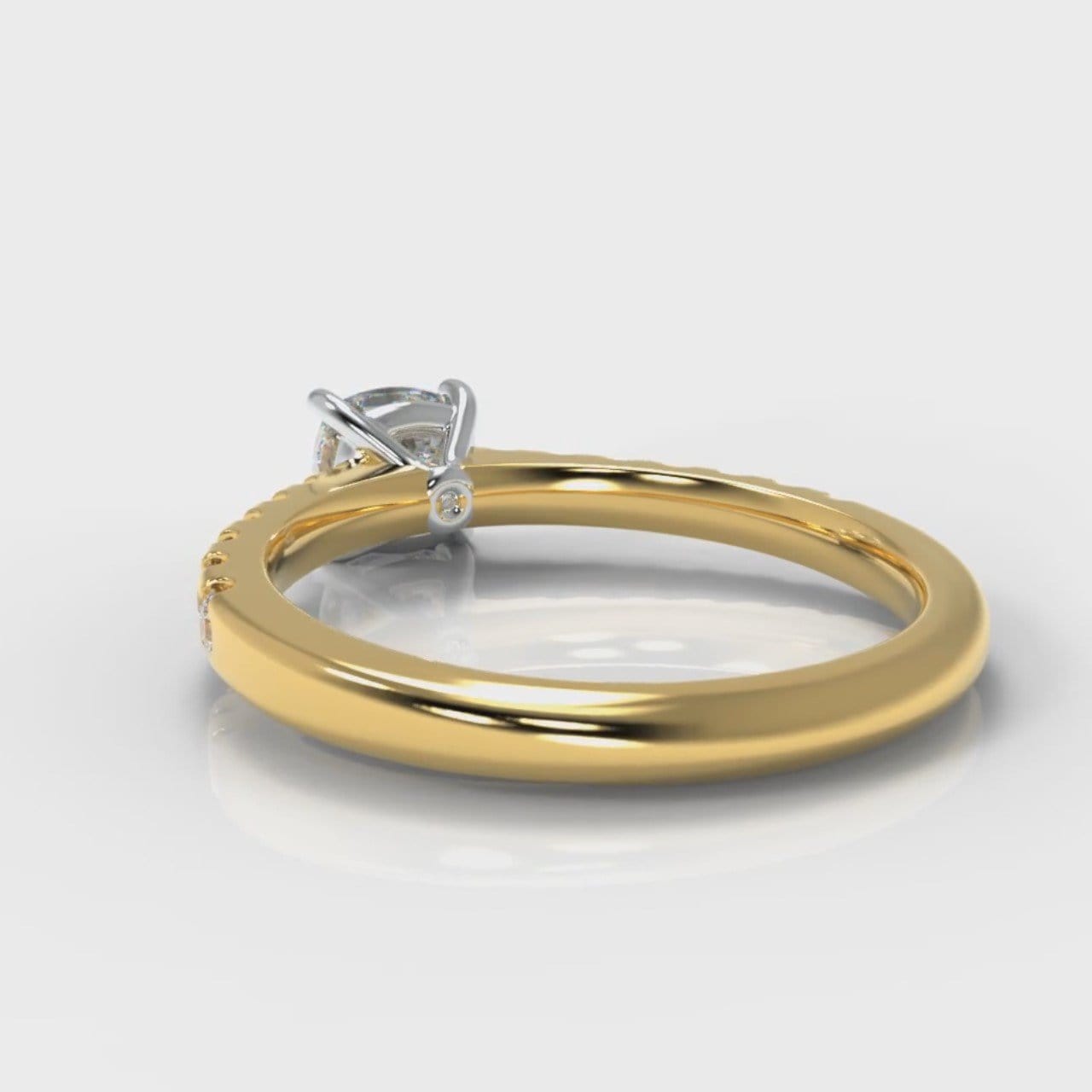 Carrée Micropavé Cushion Cut Diamond Engagement Ring - Yellow Gold