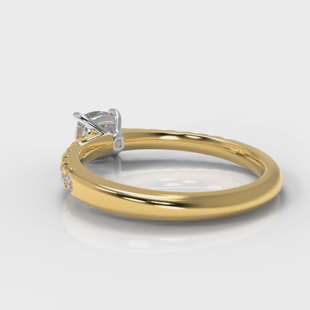 Carrée Micropavé Cushion Cut Diamond Engagement Ring - Yellow Gold
