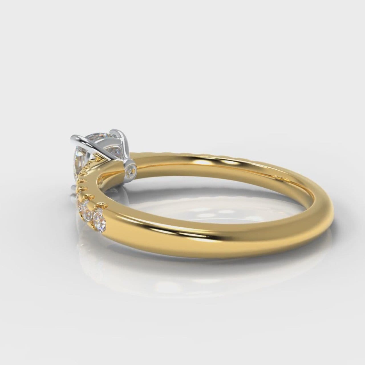 Carrée Micropavé Cushion Cut Diamond Engagement Ring - Yellow Gold