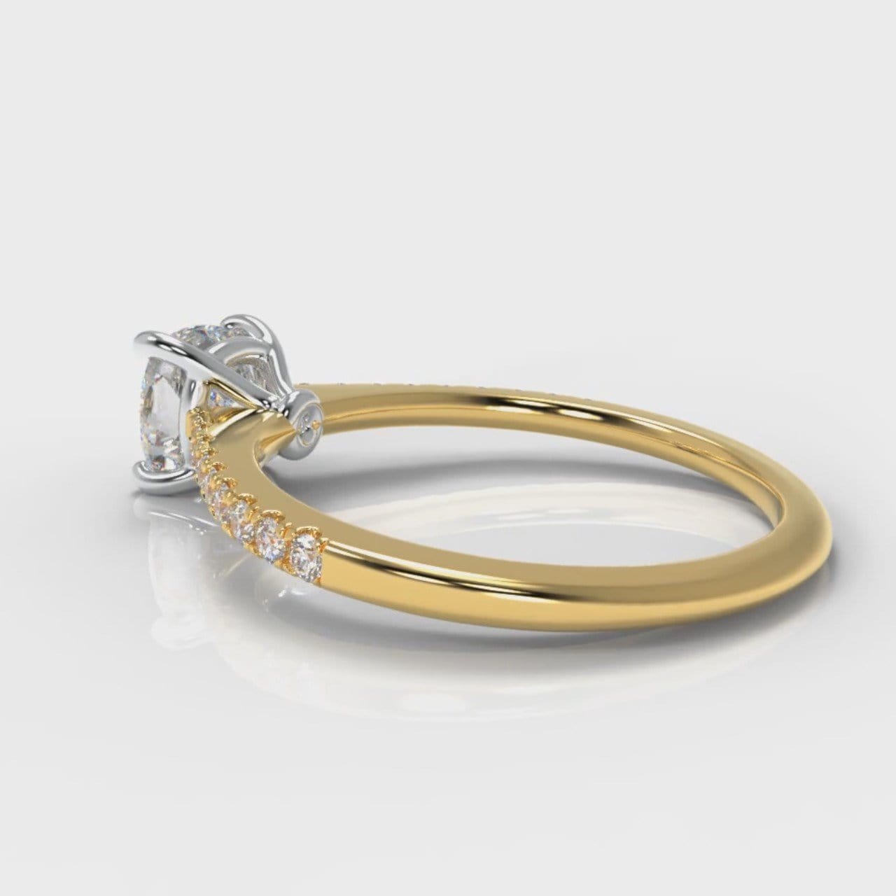 Petite Micropavé Cushion Cut Diamond Engagement Ring - Yellow Gold