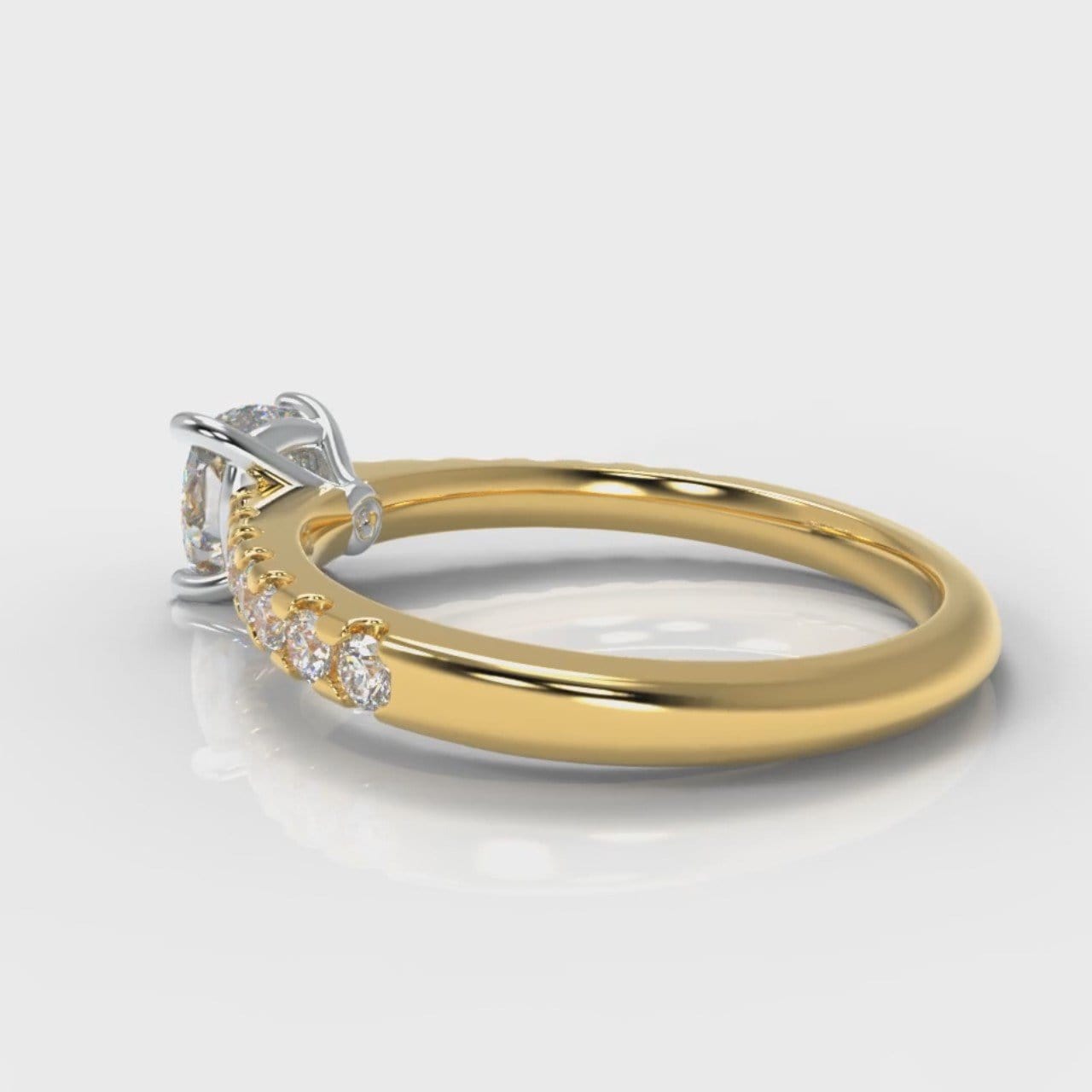 Carrée Micropavé Cushion Cut Diamond Engagement Ring - Yellow Gold
