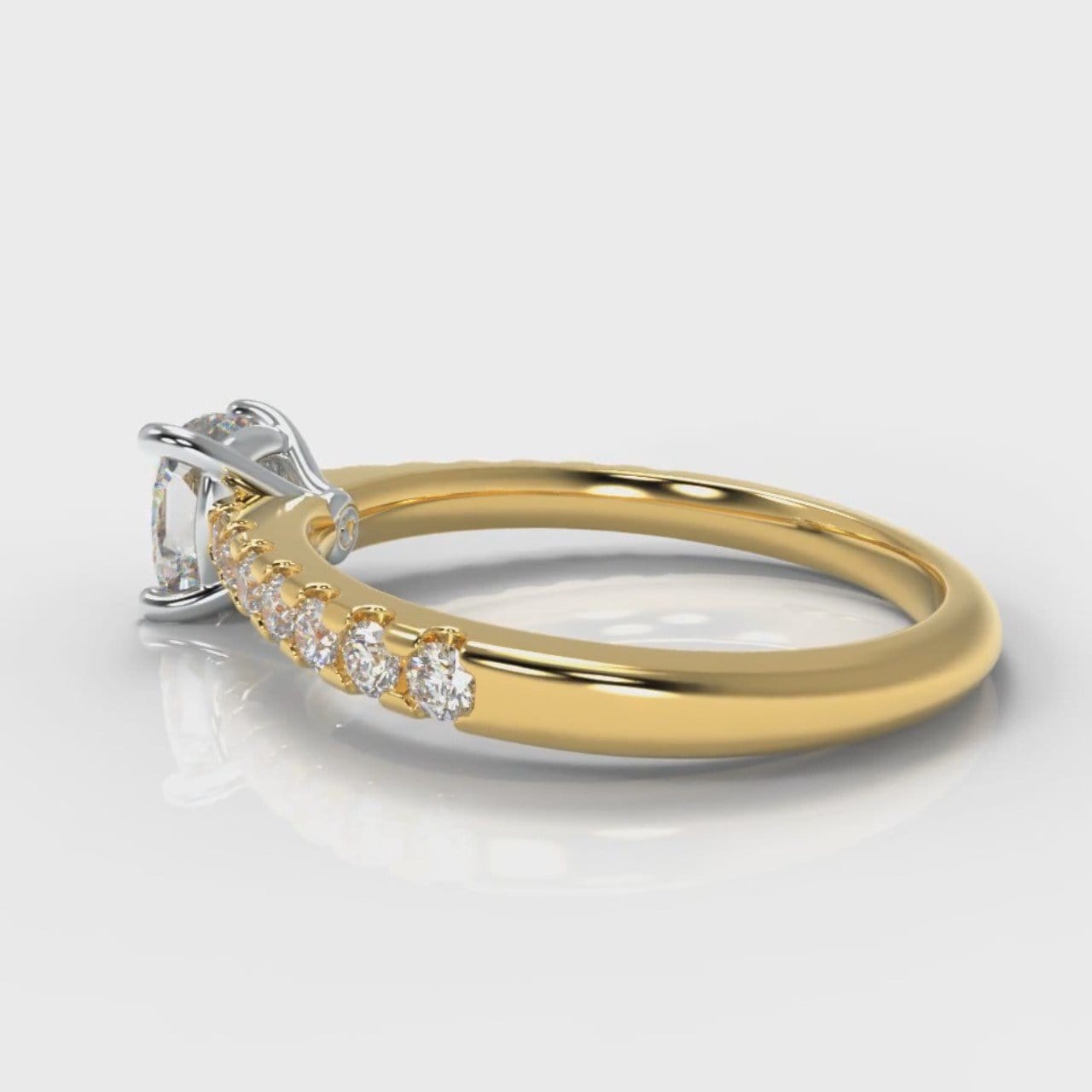 Carrée Micropavé Cushion Cut Diamond Engagement Ring - Yellow Gold