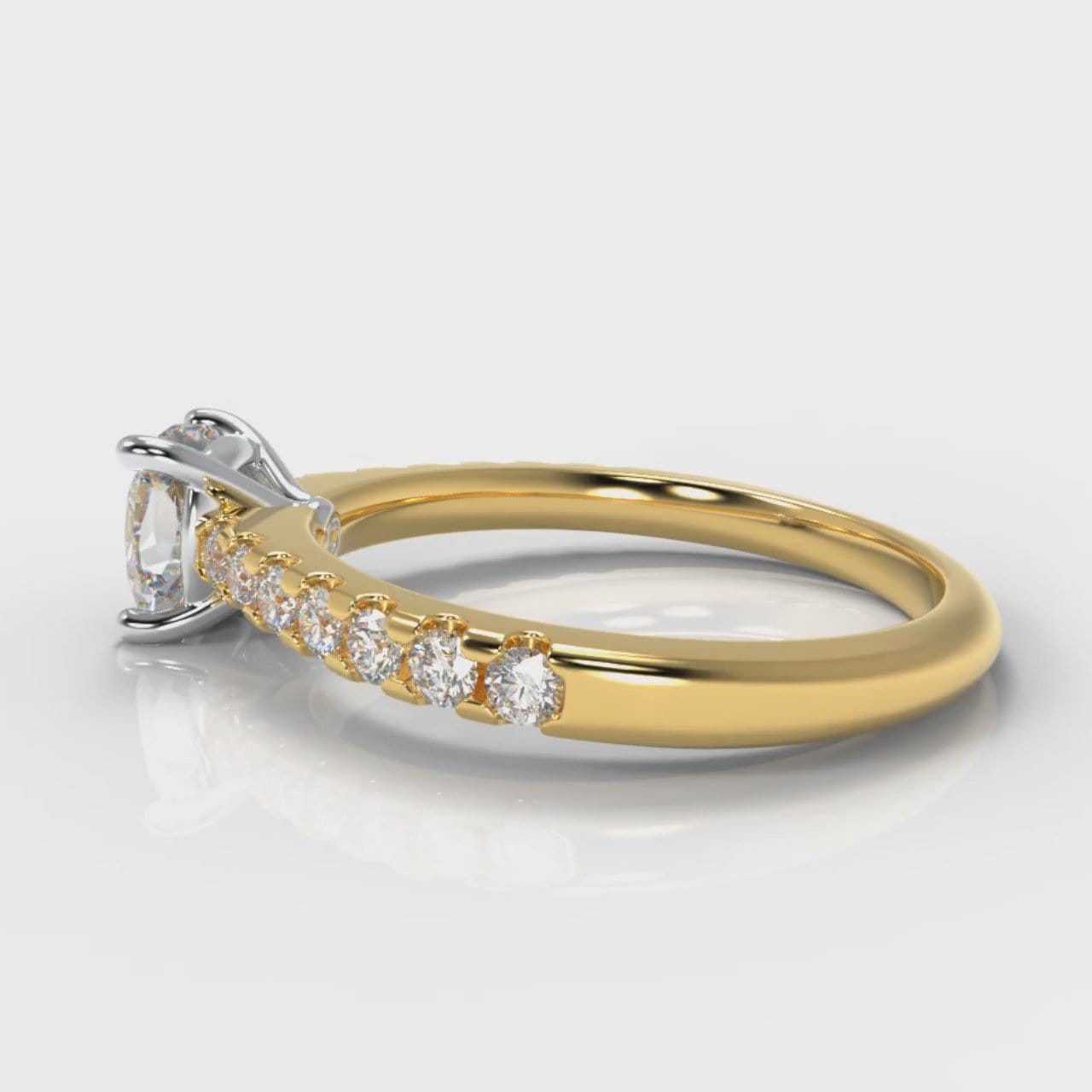 Carrée Micropavé Cushion Cut Diamond Engagement Ring - Yellow Gold