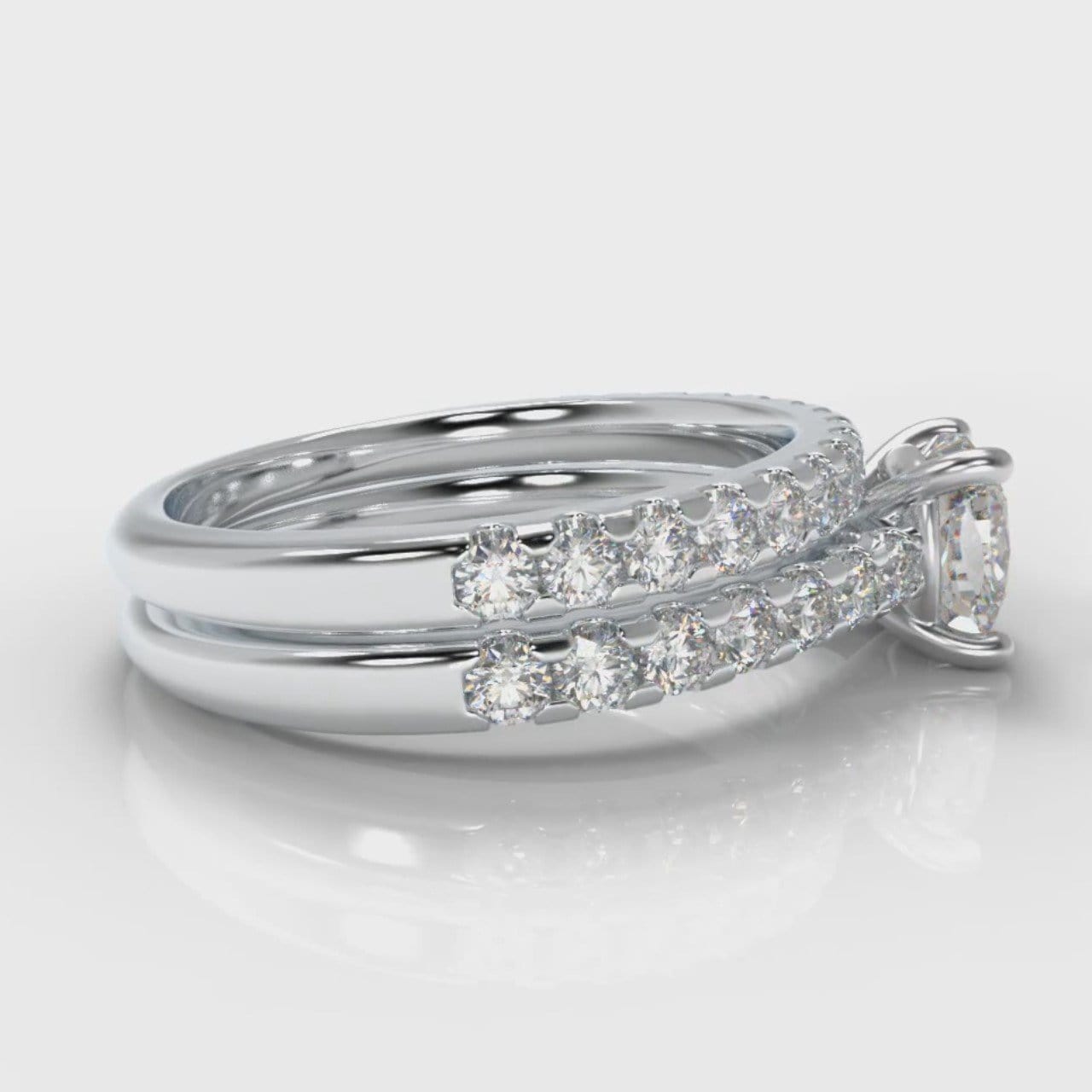Carrée Micropavé Cushion Cut Diamond Bridal Set