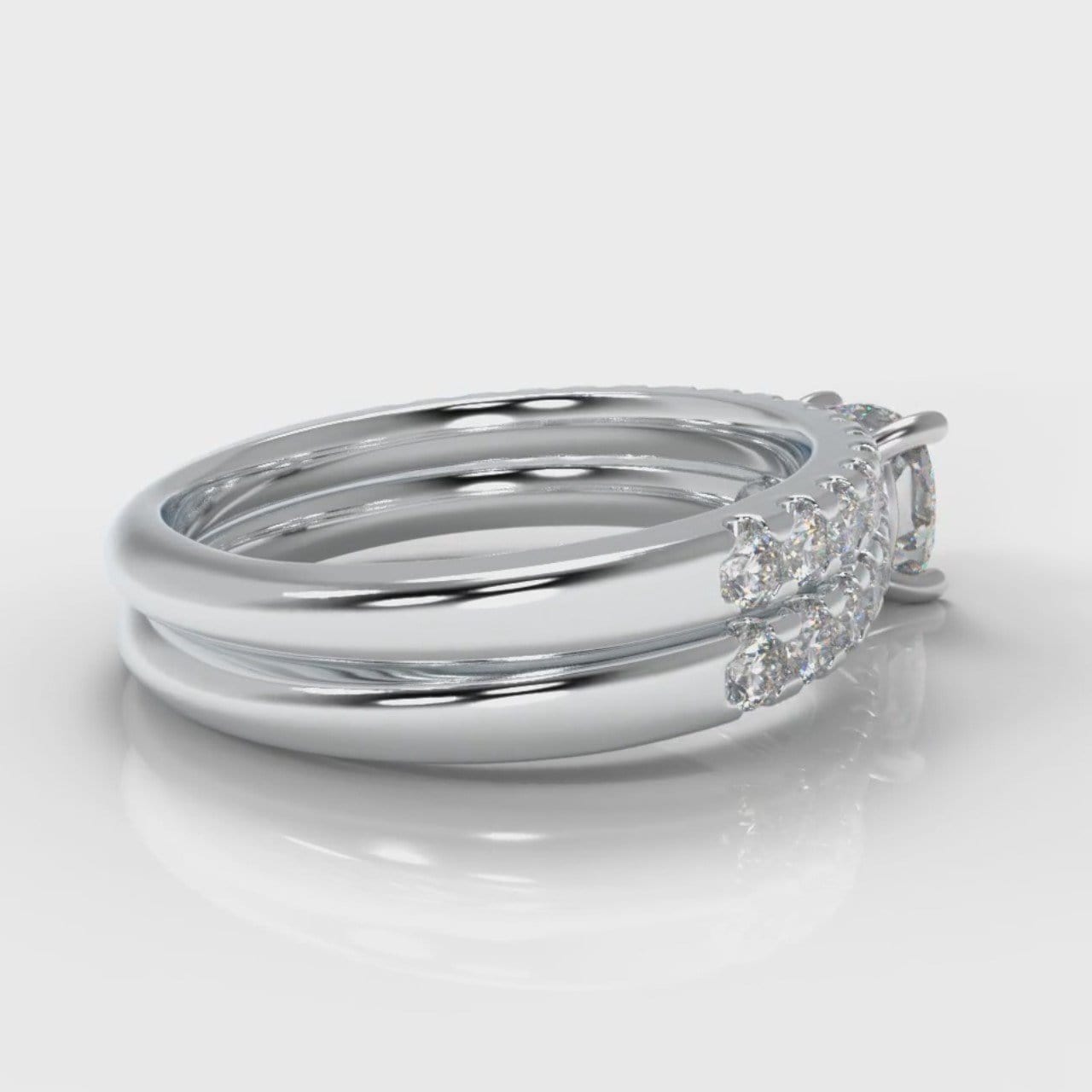 Carrée Micropavé Cushion Cut Diamond Bridal Set