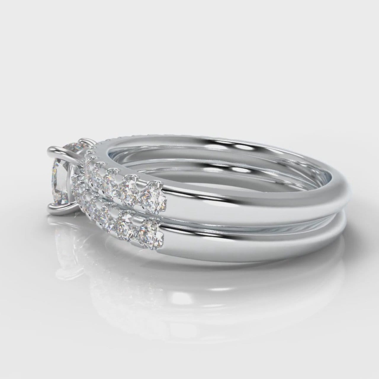 Carrée Micropavé Cushion Cut Diamond Bridal Set