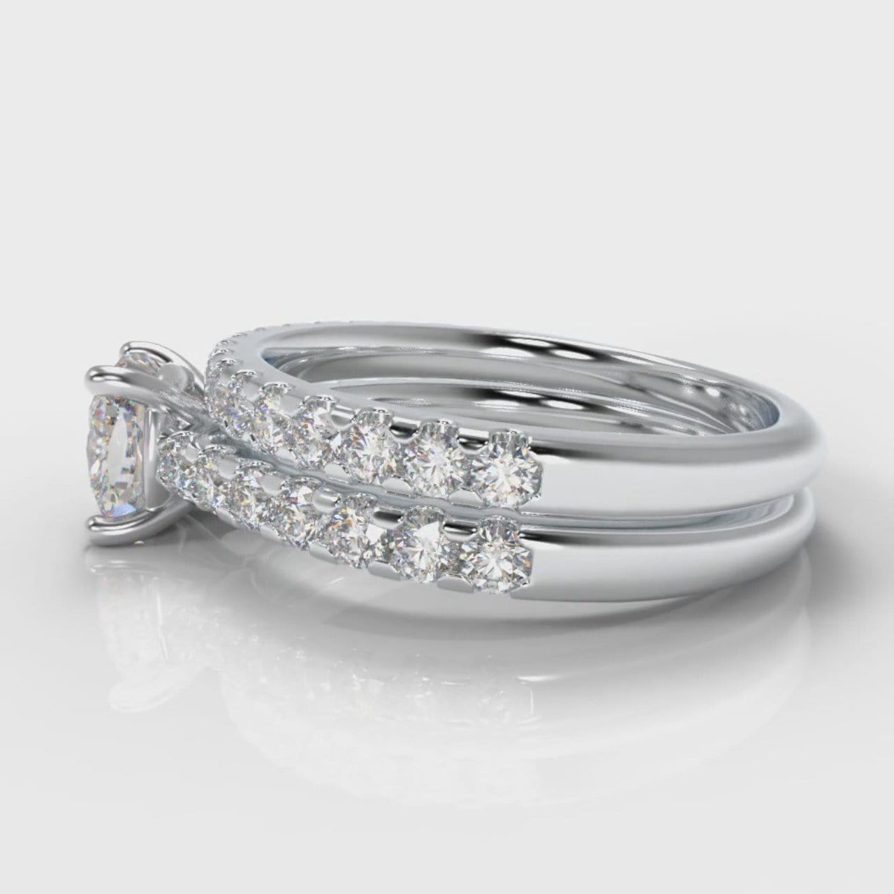 Carrée Micropavé Cushion Cut Diamond Bridal Set