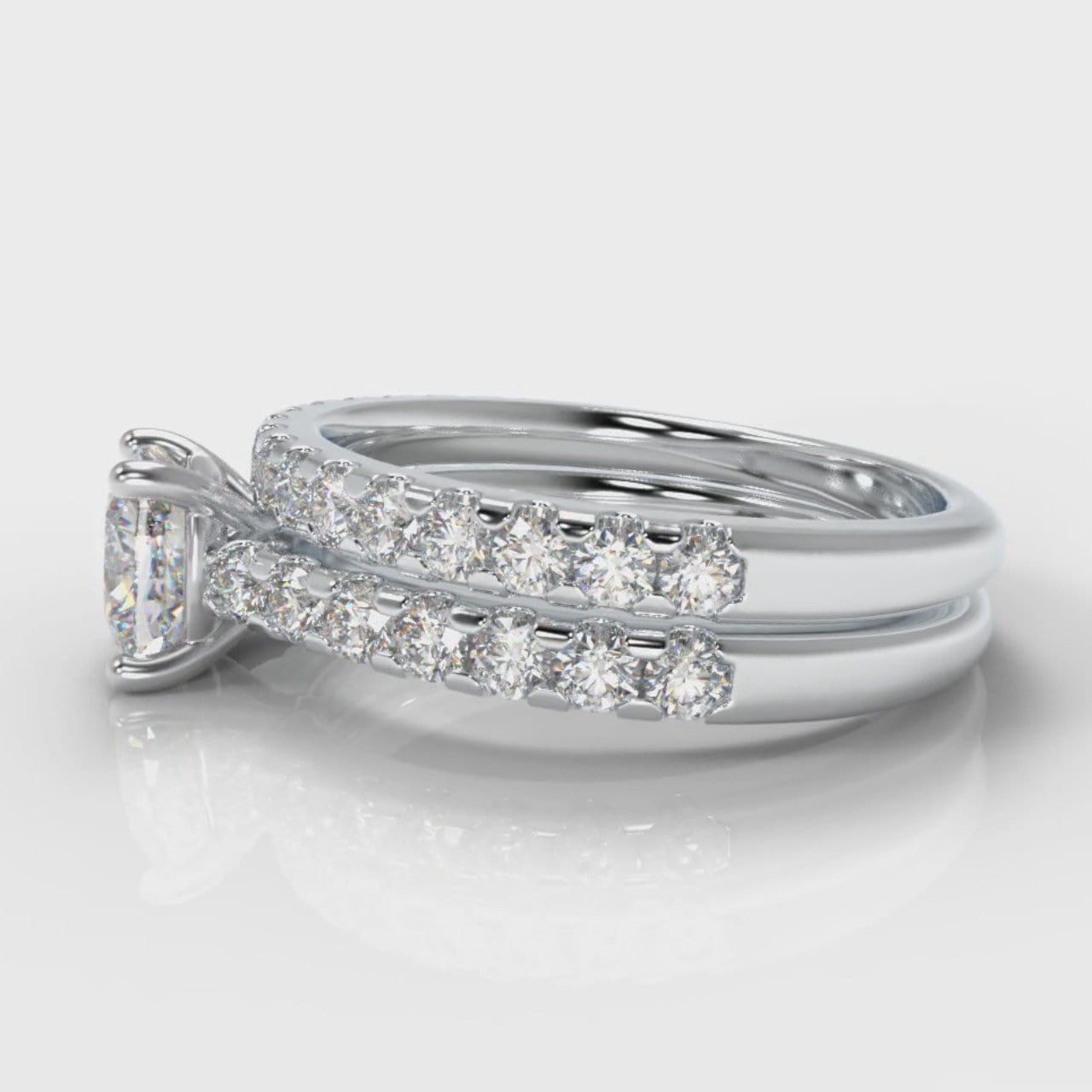 Carrée Micropavé Cushion Cut Diamond Bridal Set