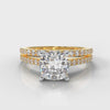 Petite Micropavé Cushion Cut Diamond Bridal Set - Yellow Gold