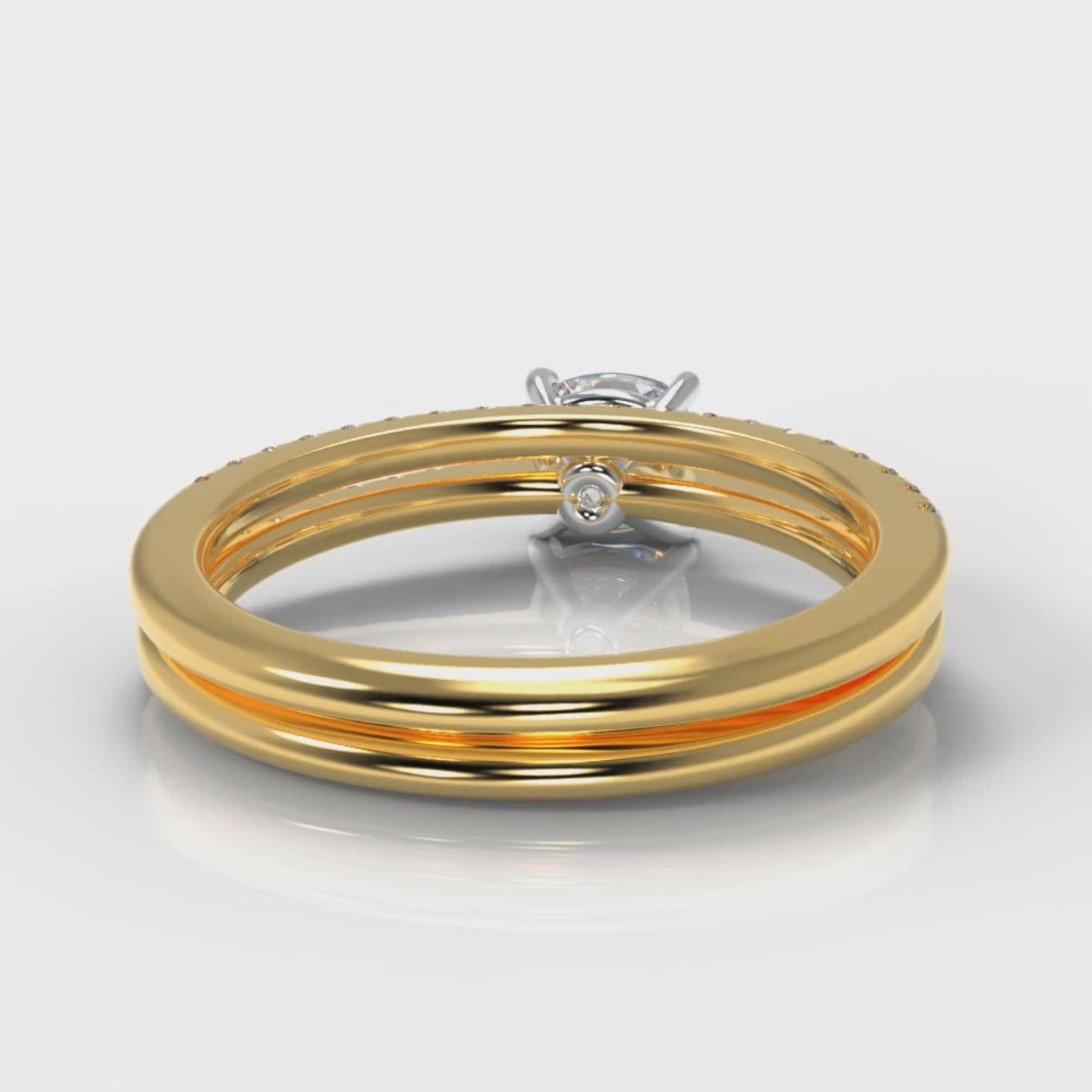 Petite Micropavé Cushion Cut Diamond Bridal Set - Yellow Gold