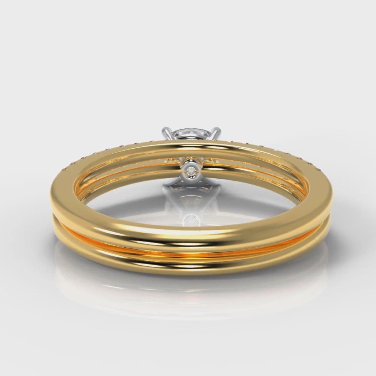 Petite Micropavé Cushion Cut Diamond Bridal Set - Yellow Gold