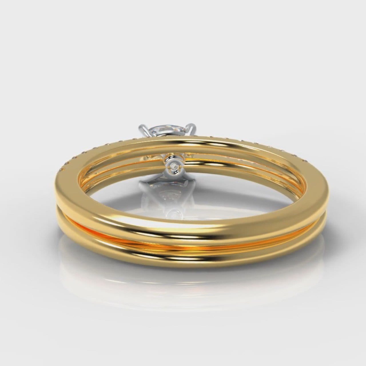 Petite Micropavé Cushion Cut Diamond Bridal Set - Yellow Gold