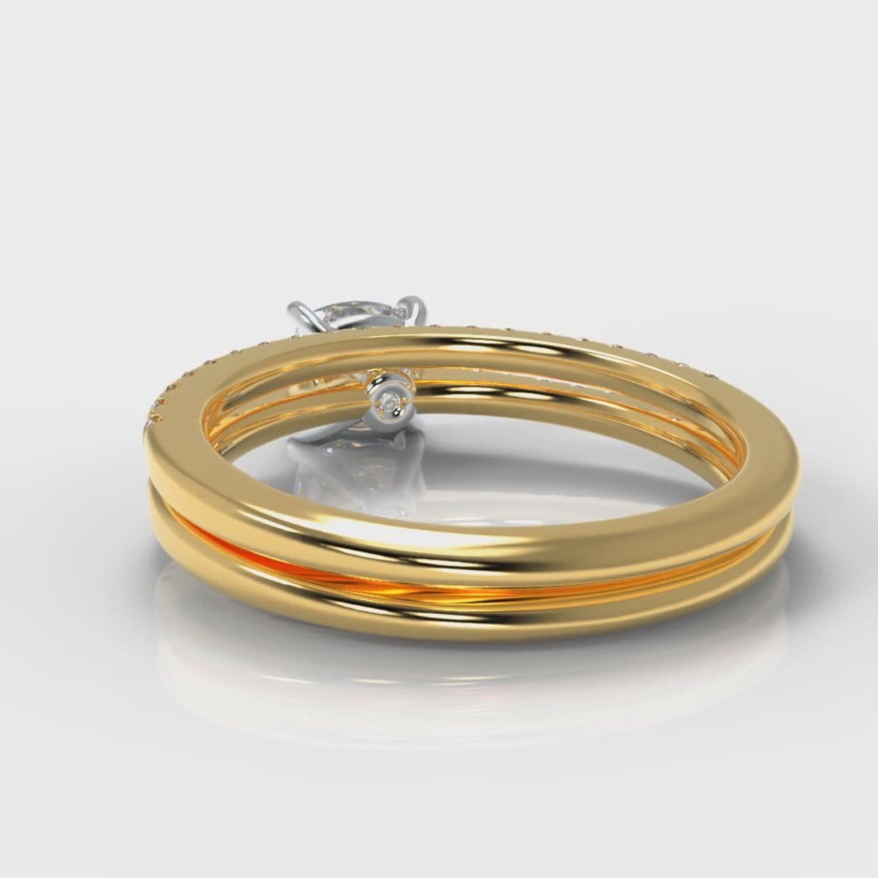 Petite Micropavé Cushion Cut Diamond Bridal Set - Yellow Gold