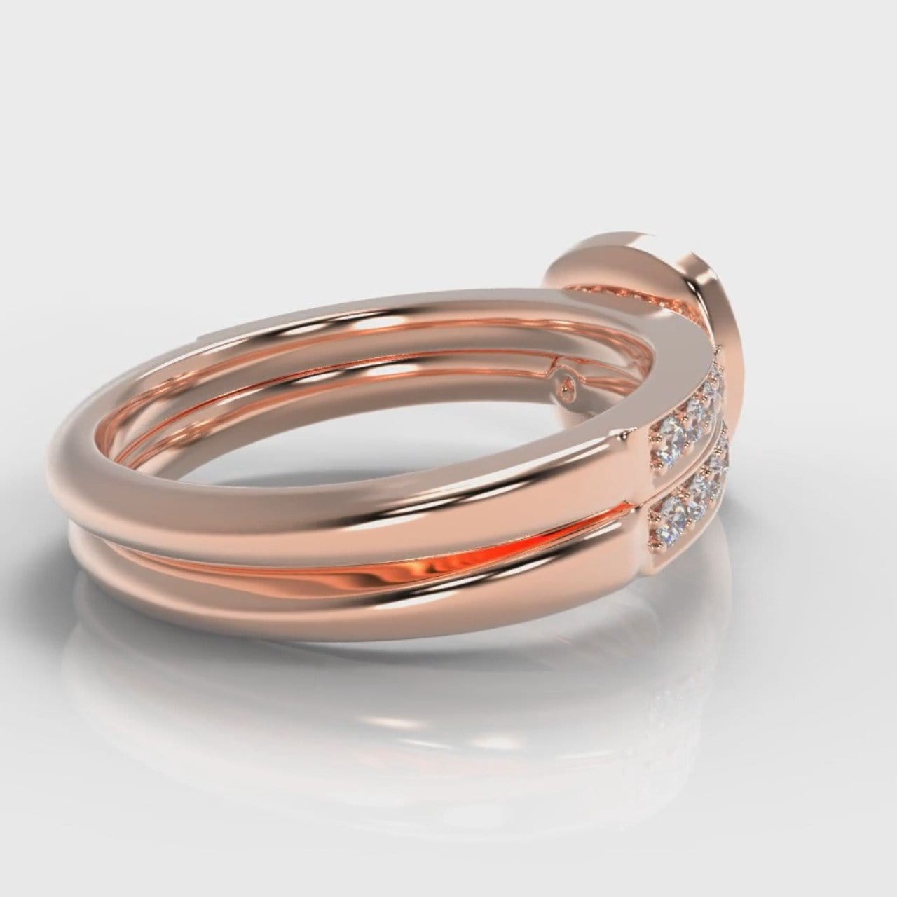 Pavé Cushion Cut Diamond Halo Bridal Set - Rose Gold