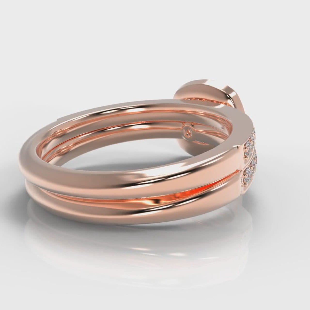 Pavé Cushion Cut Diamond Halo Bridal Set - Rose Gold