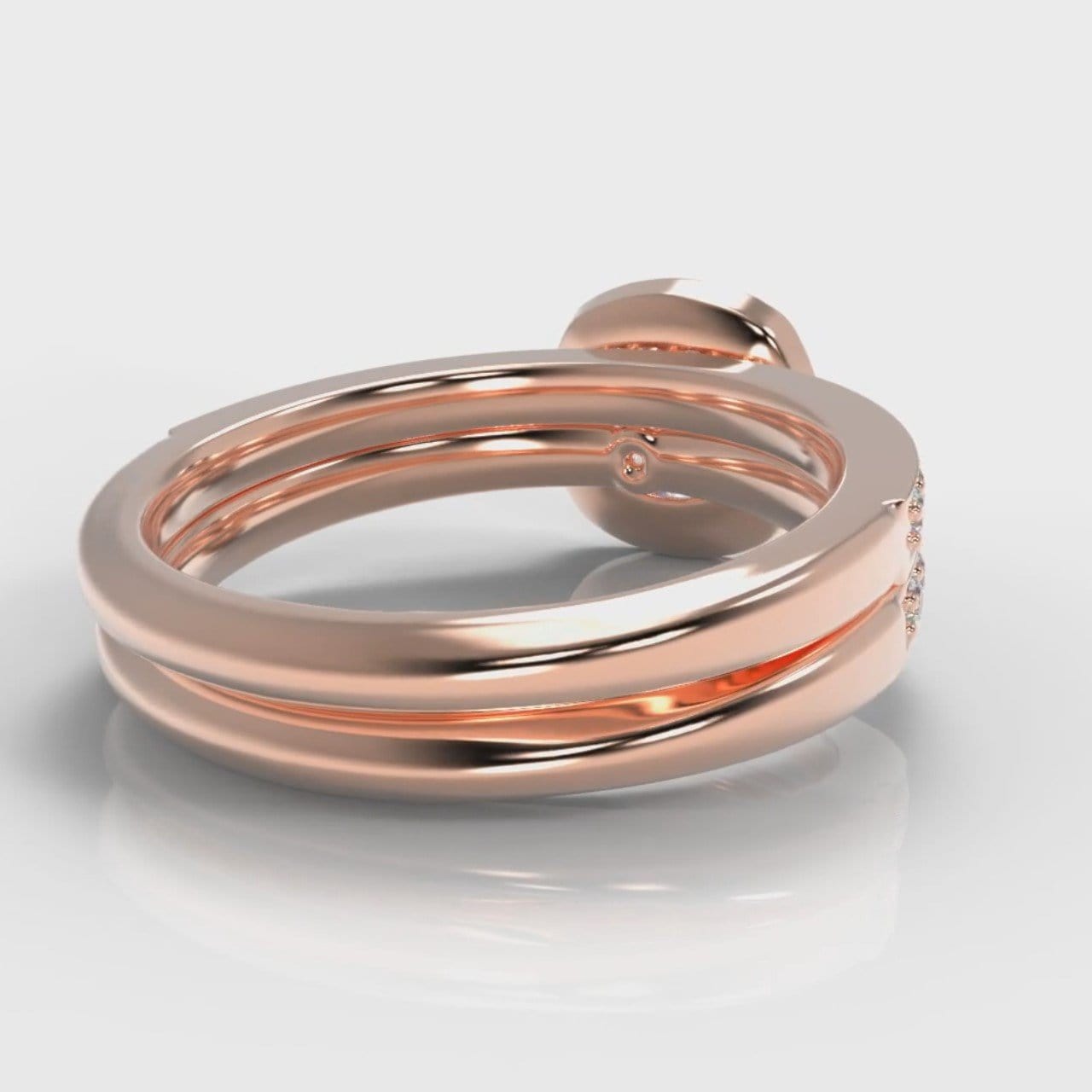 Pavé Cushion Cut Diamond Halo Bridal Set - Rose Gold