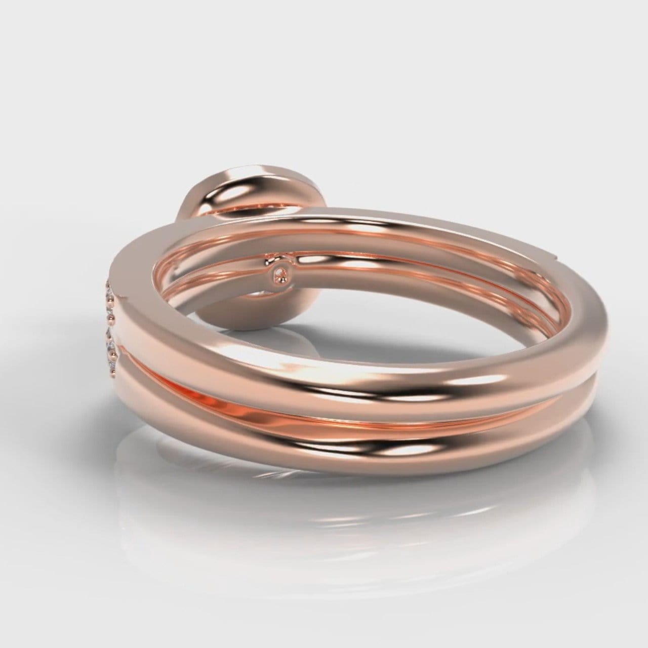 Pavé Cushion Cut Diamond Halo Bridal Set - Rose Gold