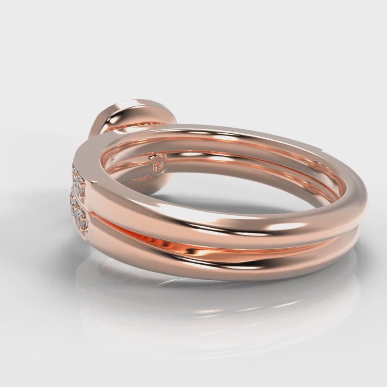 Pavé Cushion Cut Diamond Halo Bridal Set - Rose Gold