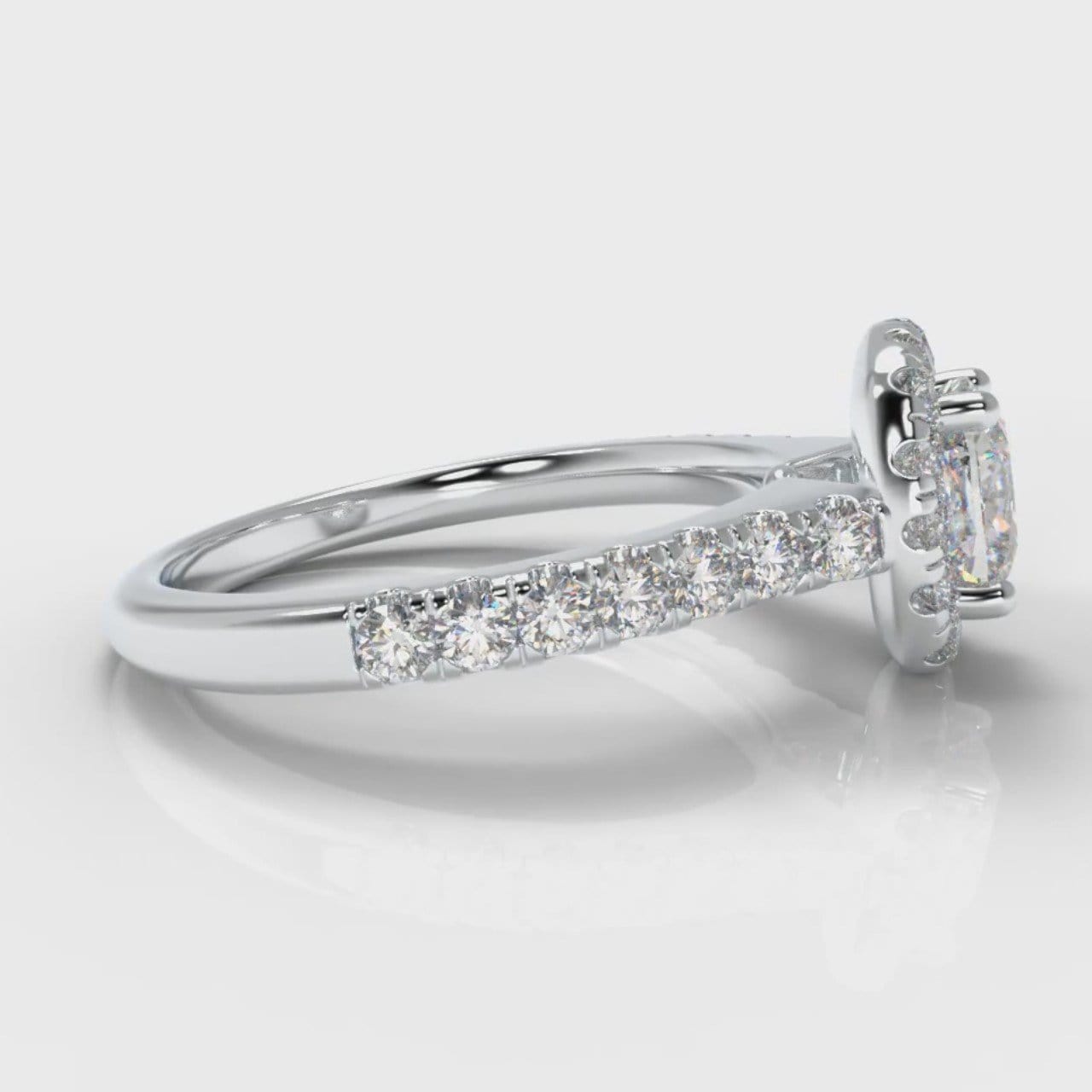 Micropavé Cushion Cut Diamond Halo Engagement Ring