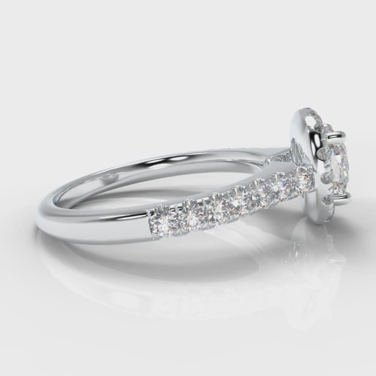 Micropavé Cushion Cut Diamond Halo Engagement Ring
