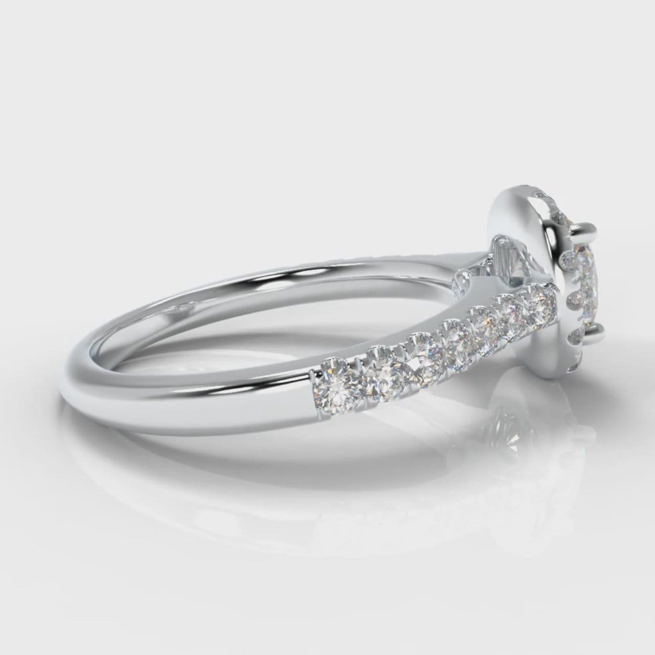 Micropavé Cushion Cut Diamond Halo Engagement Ring