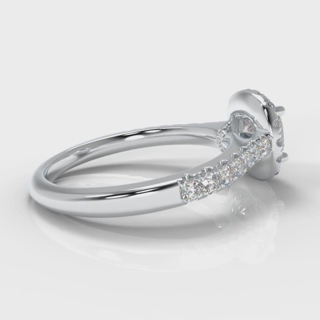 Micropavé Cushion Cut Diamond Halo Engagement Ring