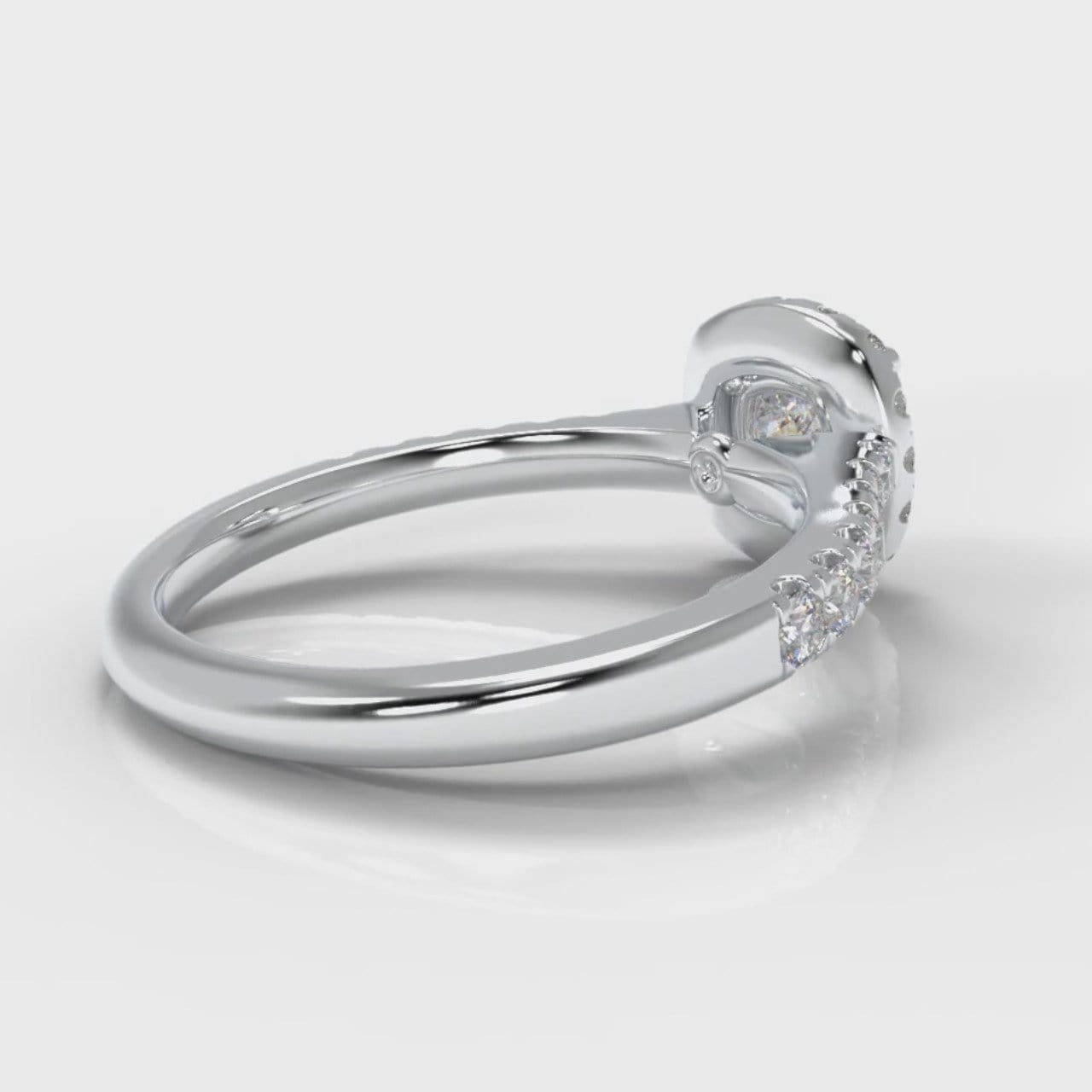 Micropavé Cushion Cut Diamond Halo Engagement Ring