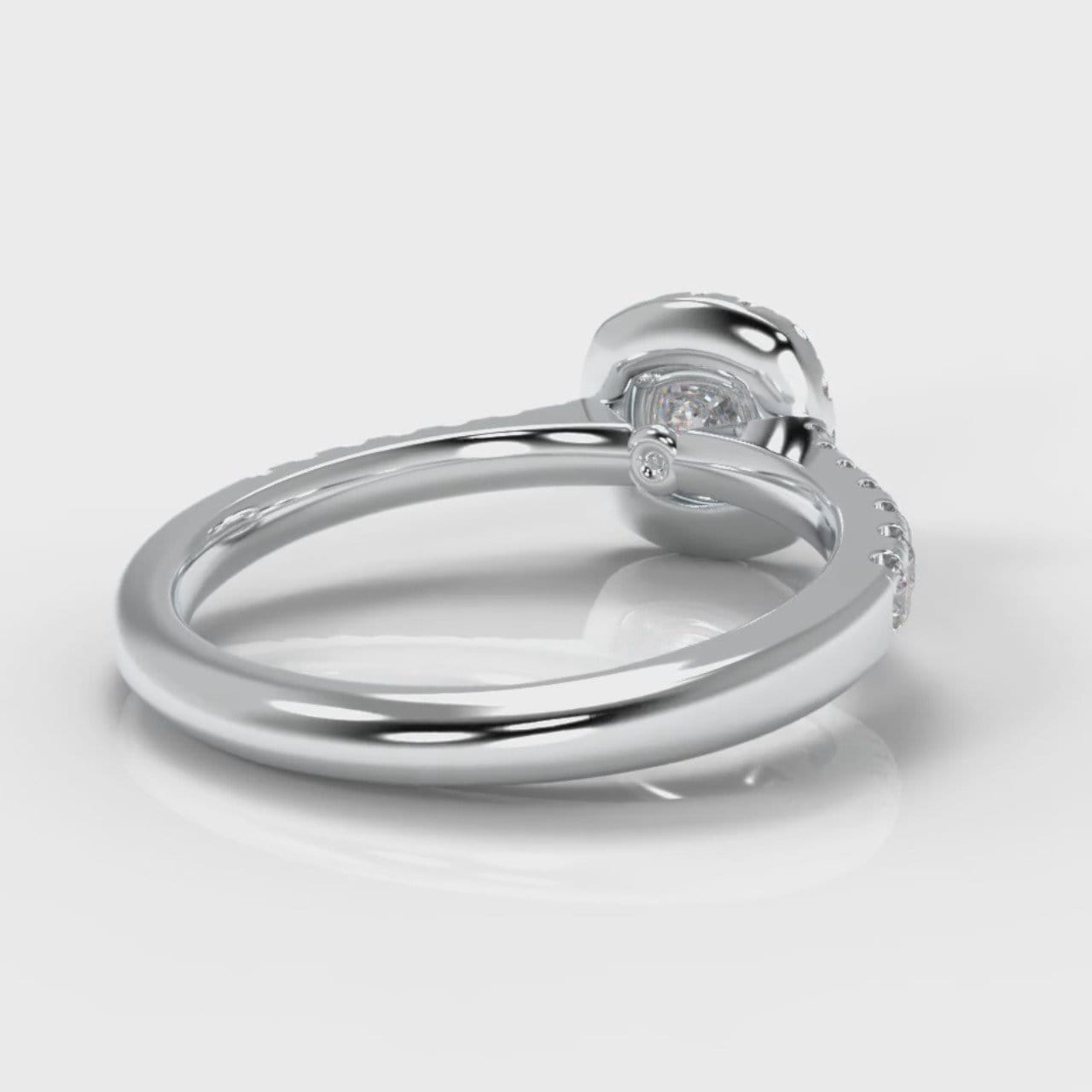 Micropavé Cushion Cut Diamond Halo Engagement Ring