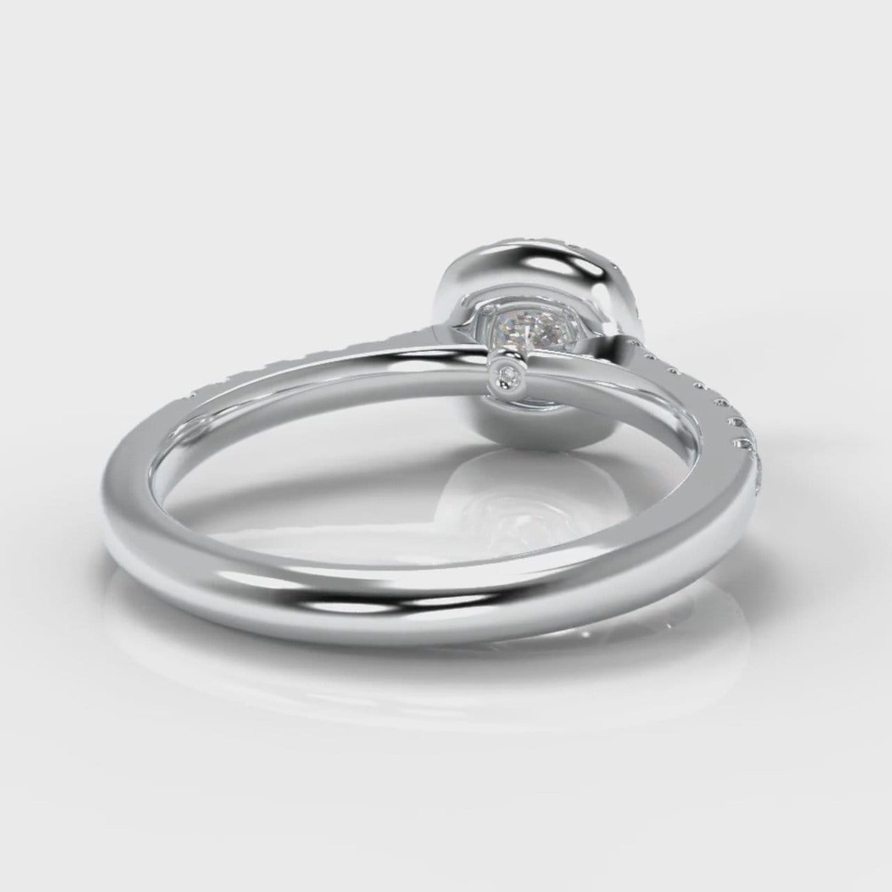 Micropavé Cushion Cut Diamond Halo Engagement Ring