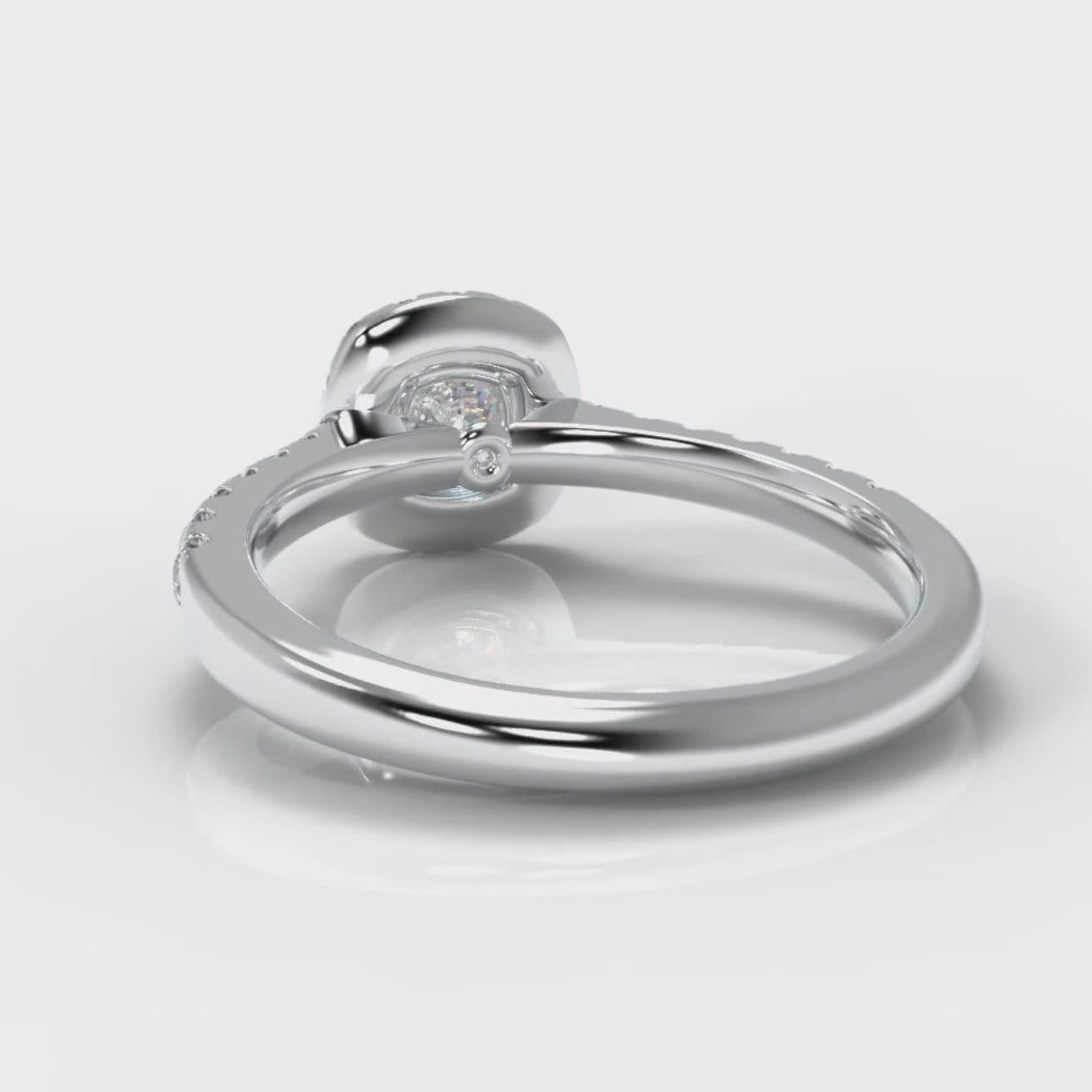 Micropavé Cushion Cut Diamond Halo Engagement Ring