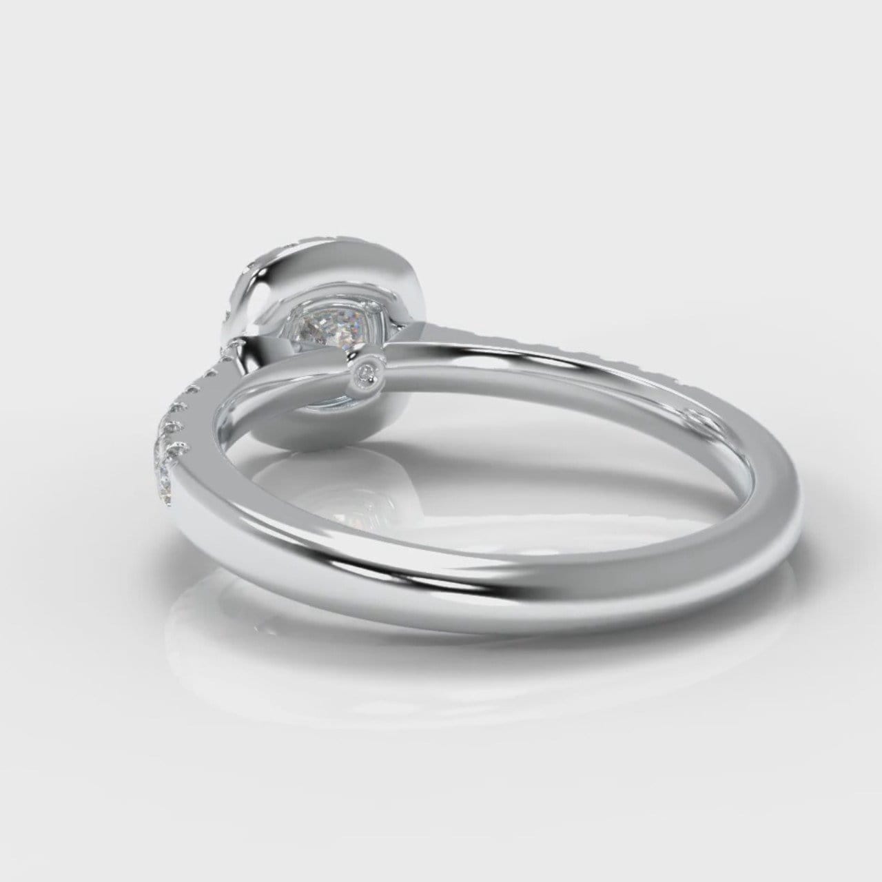 Micropavé Cushion Cut Diamond Halo Engagement Ring