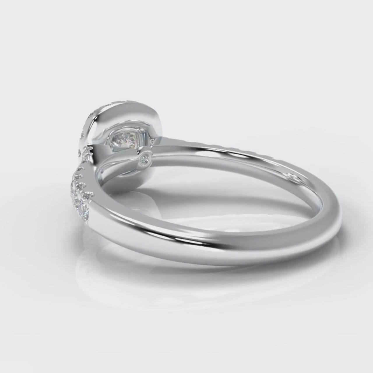 Micropavé Cushion Cut Diamond Halo Engagement Ring