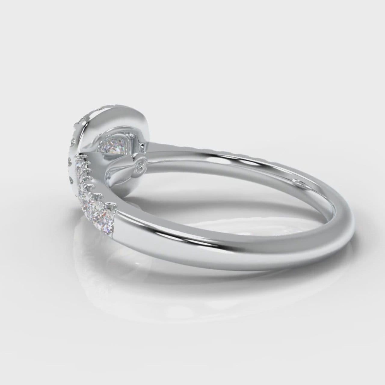 Micropavé Cushion Cut Diamond Halo Engagement Ring