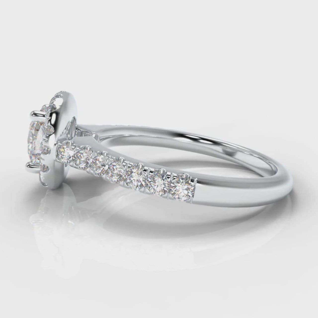 Micropavé Cushion Cut Diamond Halo Engagement Ring