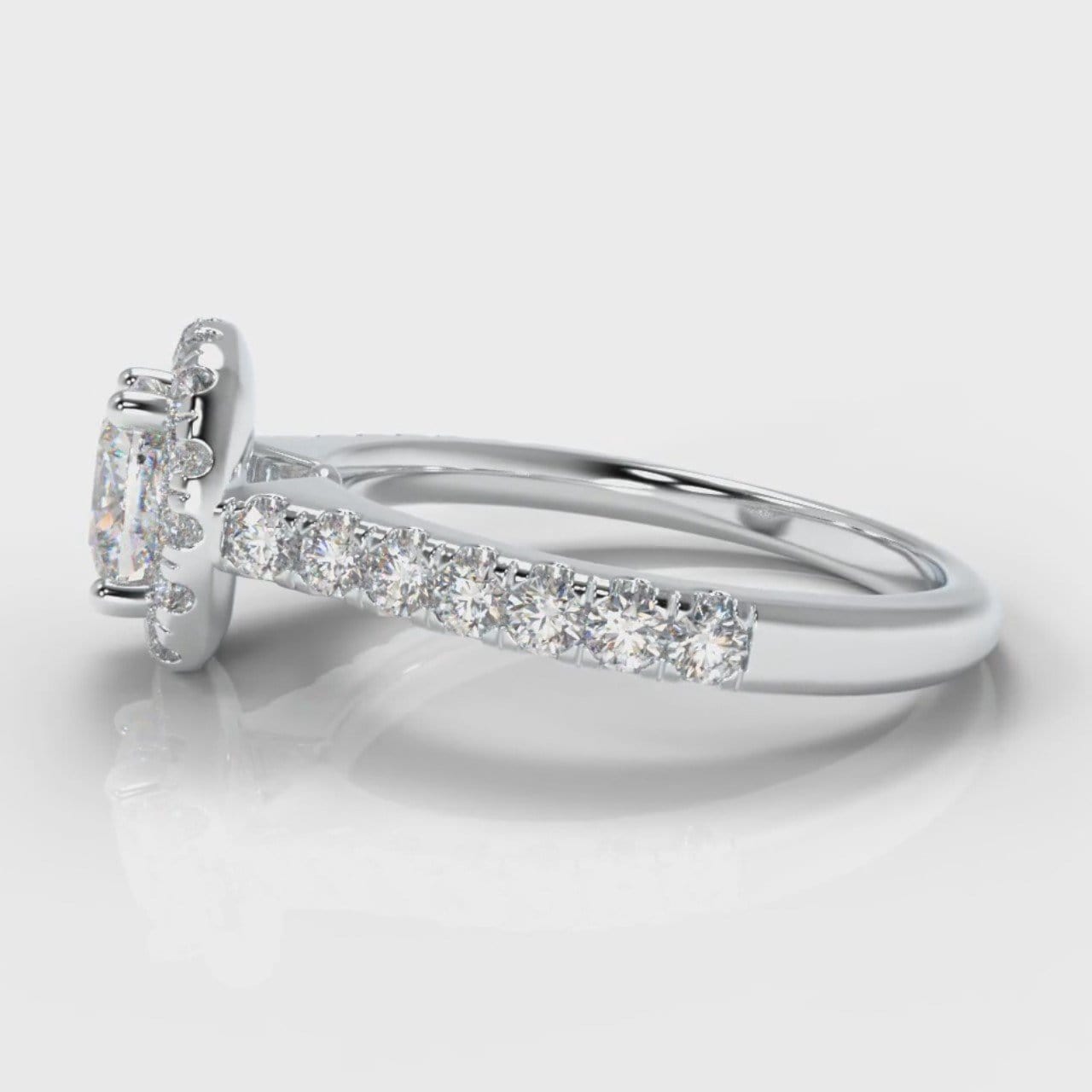 Micropavé Cushion Cut Diamond Halo Engagement Ring