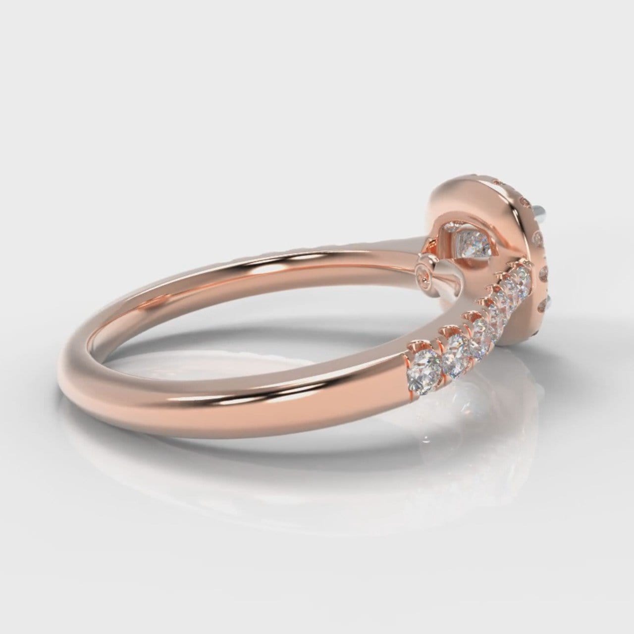 Micropavé Cushion Cut Diamond Halo Engagement Ring - Rose Gold