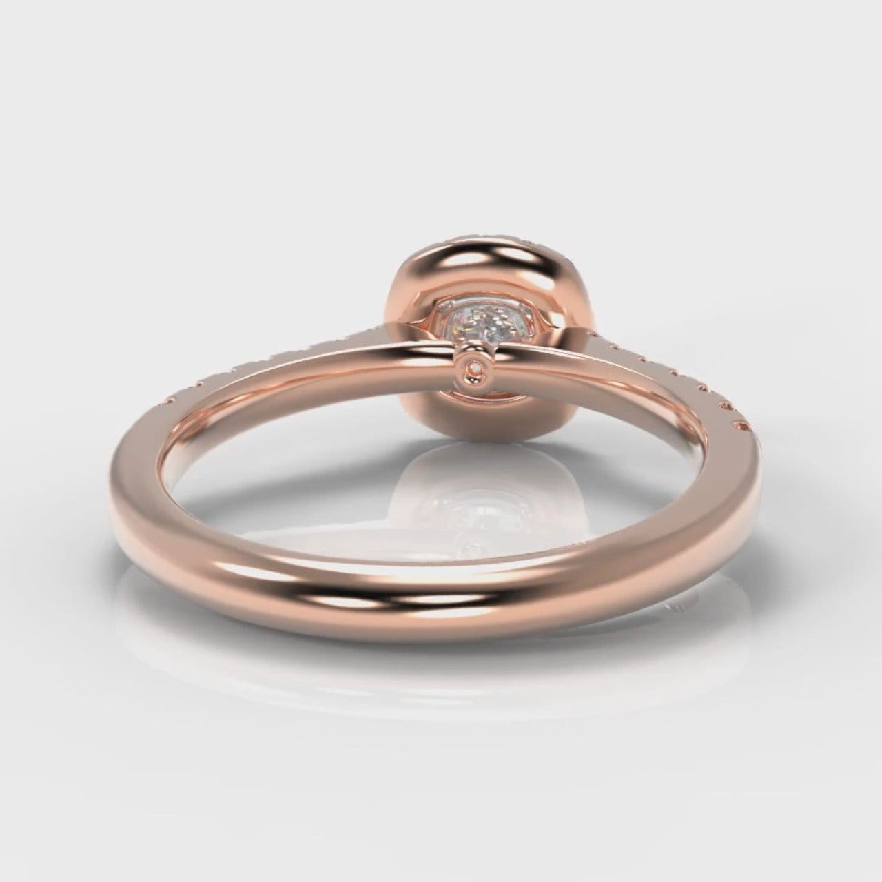 Micropavé Cushion Cut Diamond Halo Engagement Ring - Rose Gold