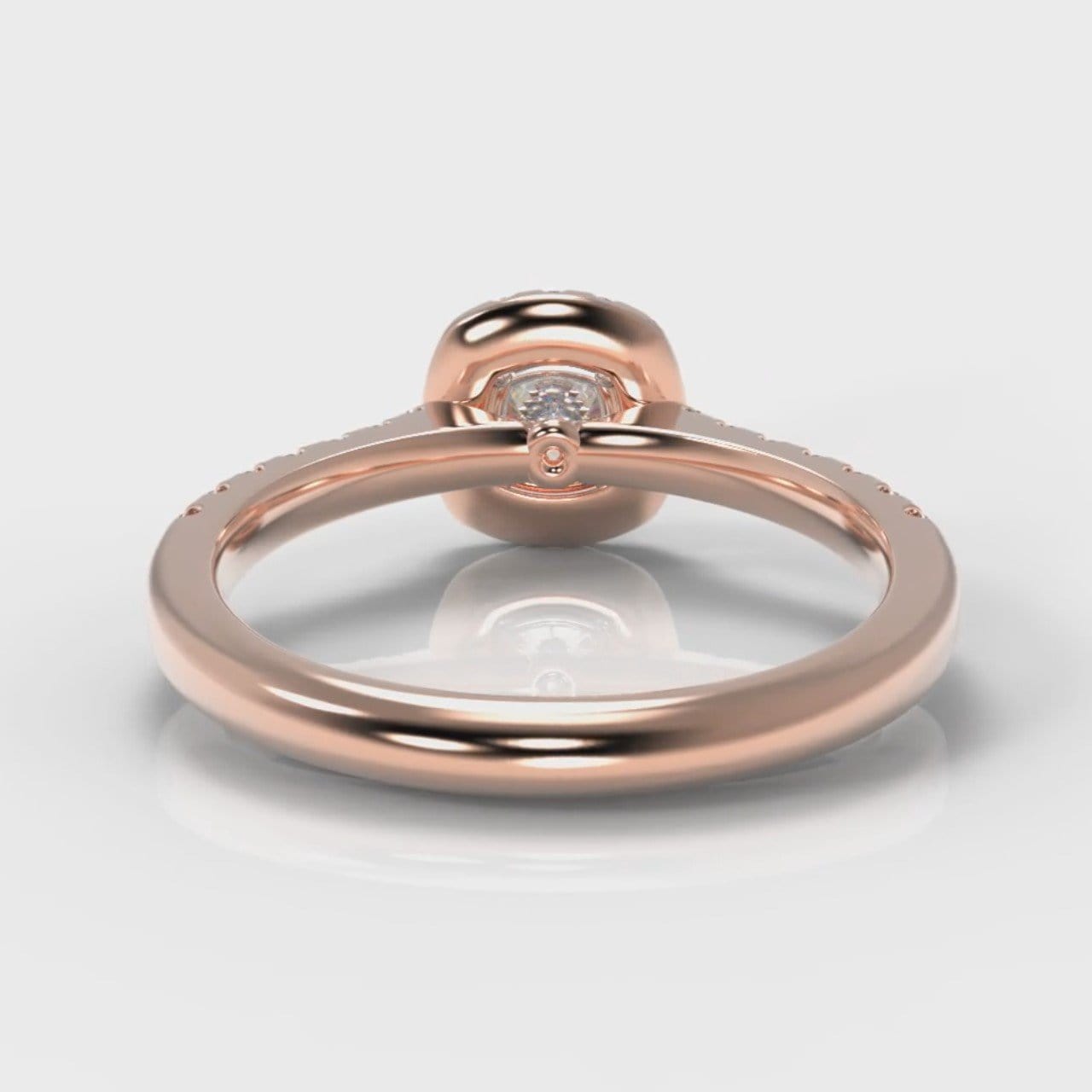 Micropavé Cushion Cut Diamond Halo Engagement Ring - Rose Gold