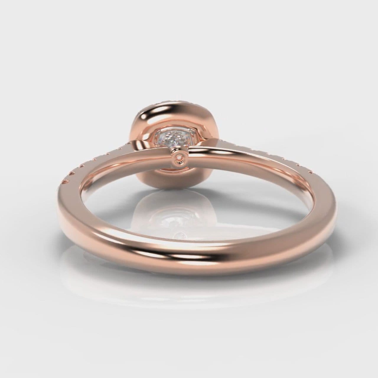 Micropavé Cushion Cut Diamond Halo Engagement Ring - Rose Gold