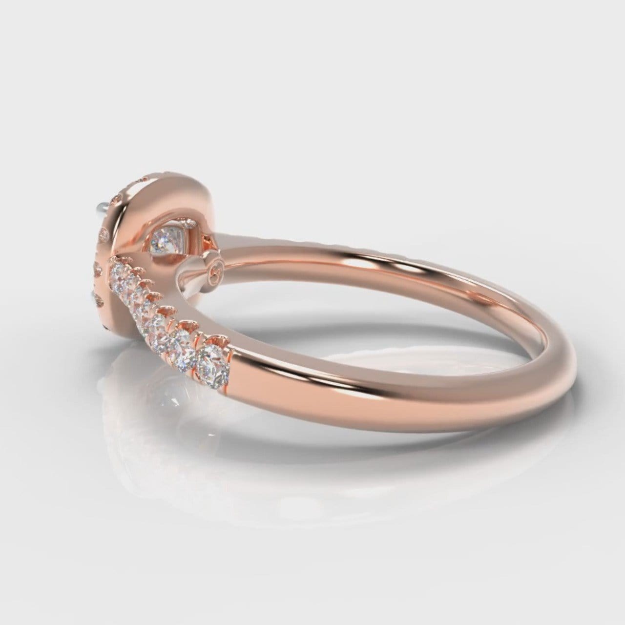 Micropavé Cushion Cut Diamond Halo Engagement Ring - Rose Gold