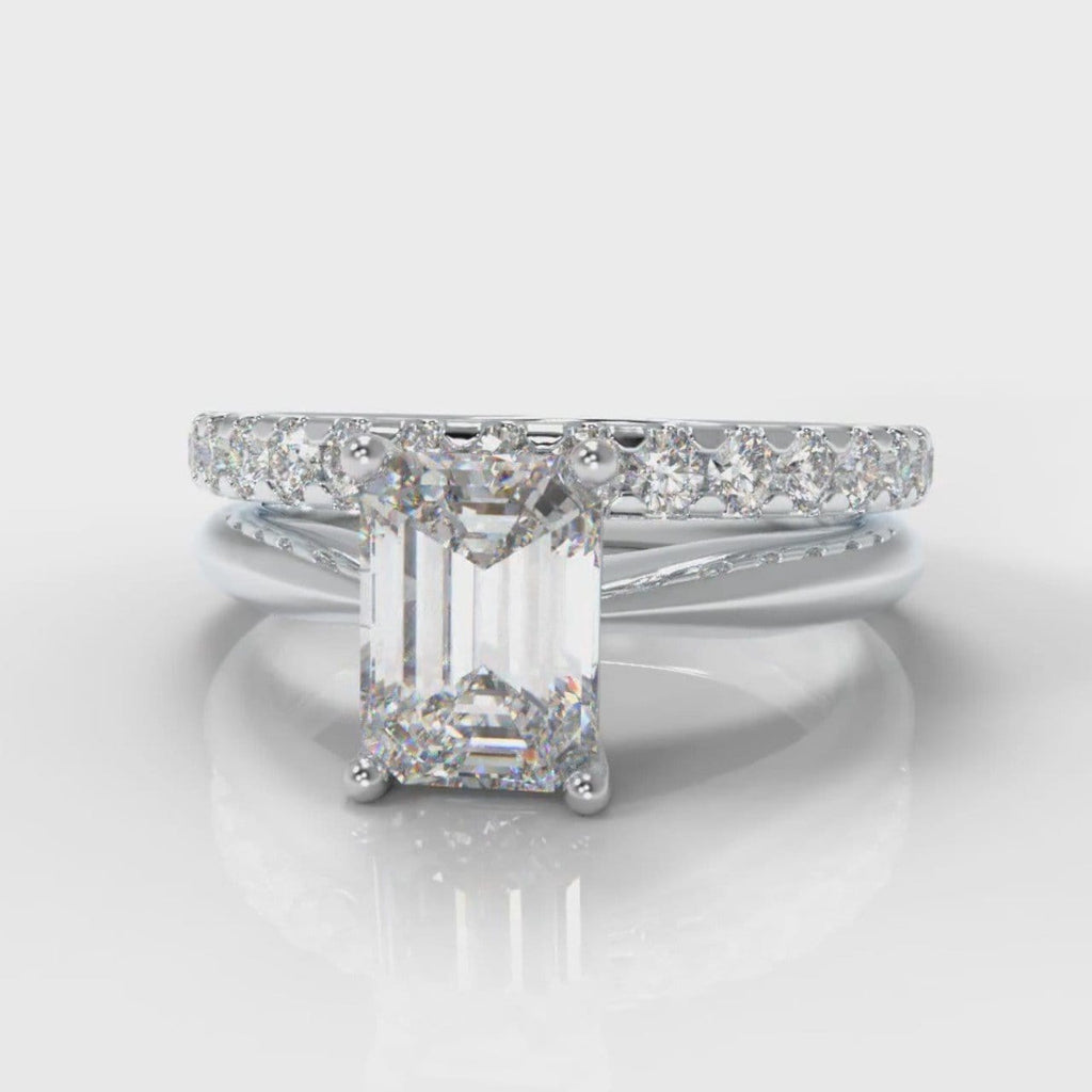 Carrée Solitaire Emerald Cut Diamond Bridal Set