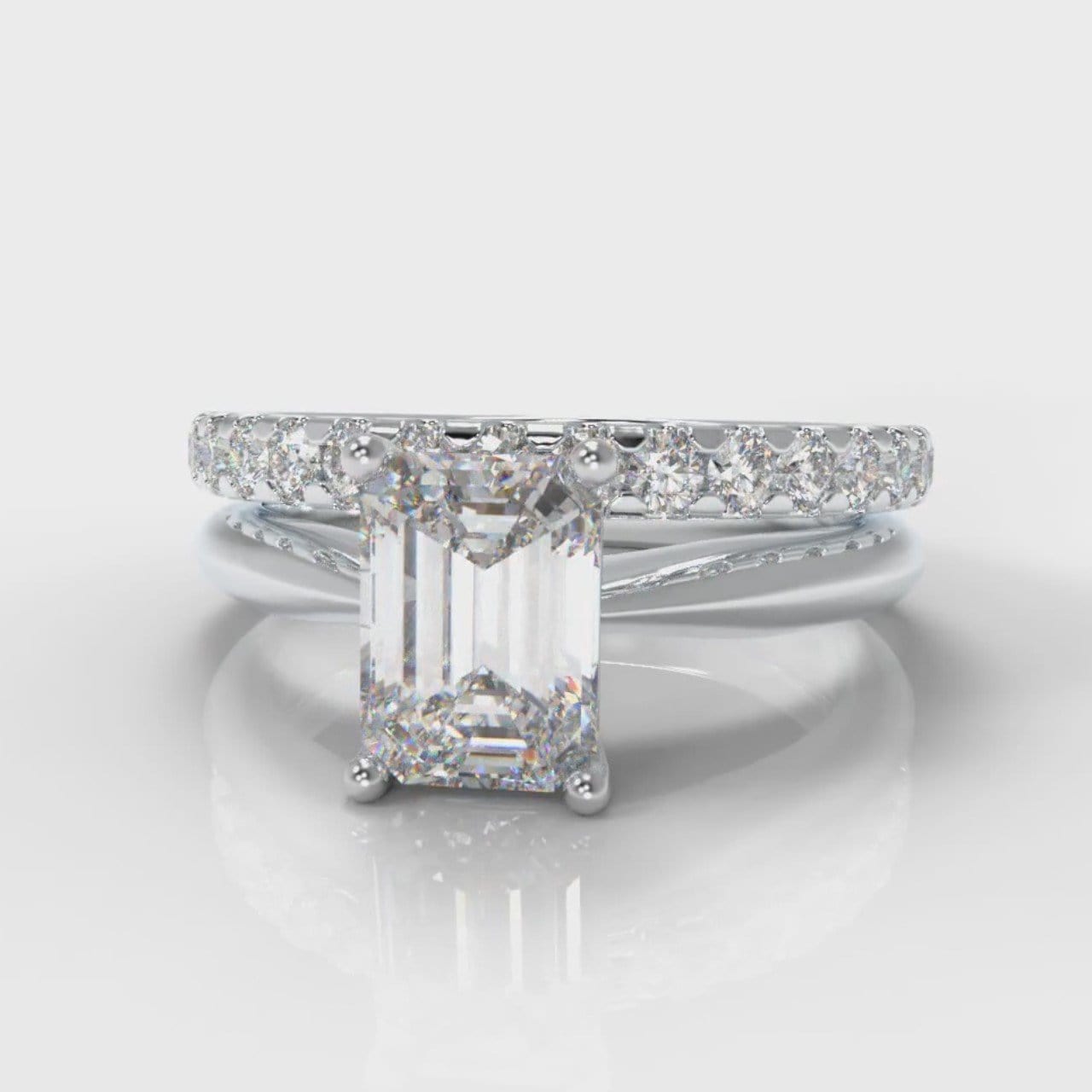 Carrée Solitaire Emerald Cut Diamond Bridal Set