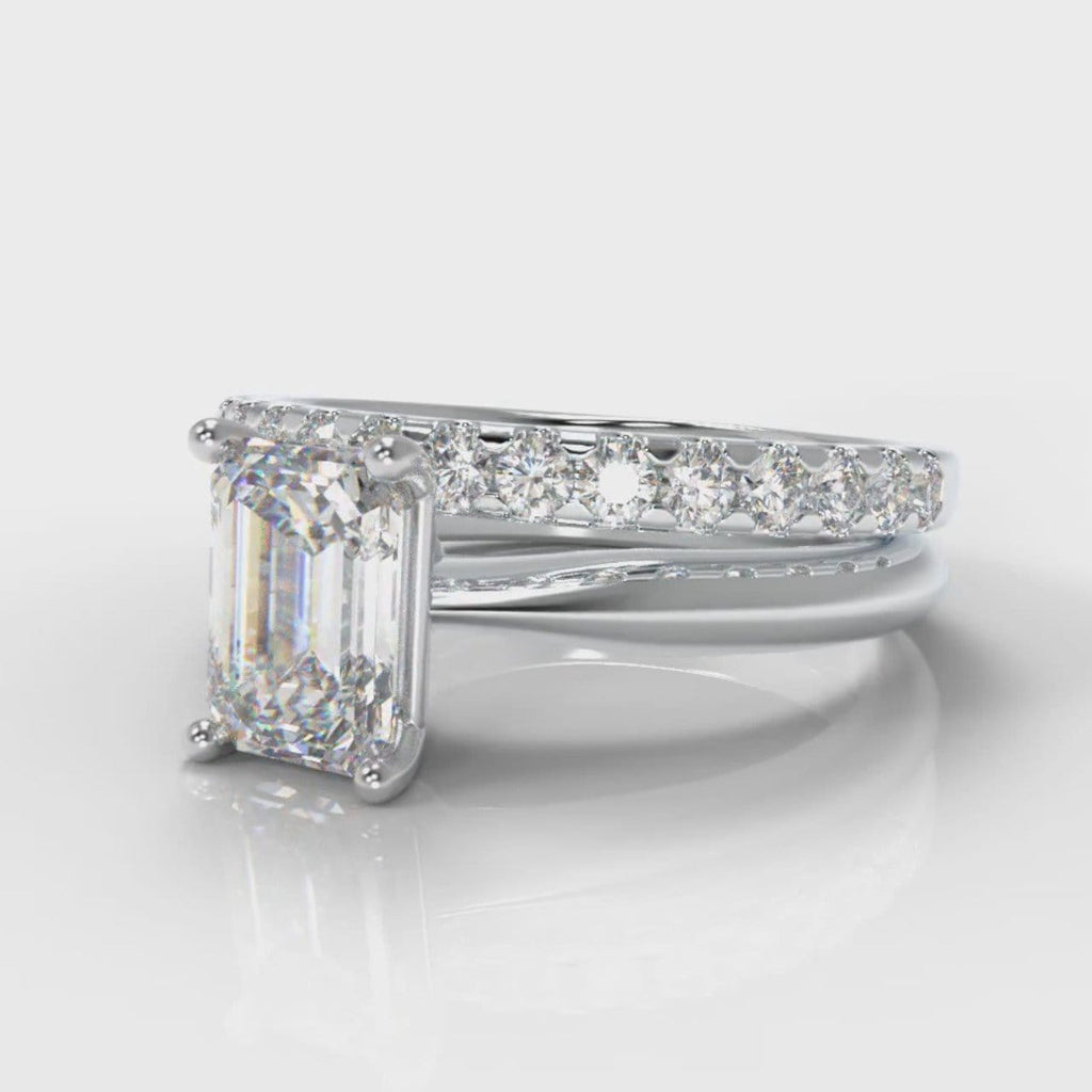 Carrée Solitaire Emerald Cut Diamond Bridal Set