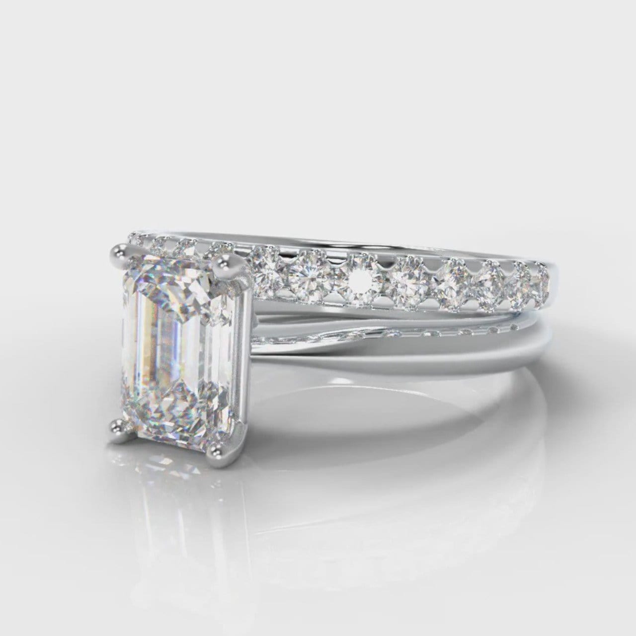 Carrée Solitaire Emerald Cut Diamond Bridal Set