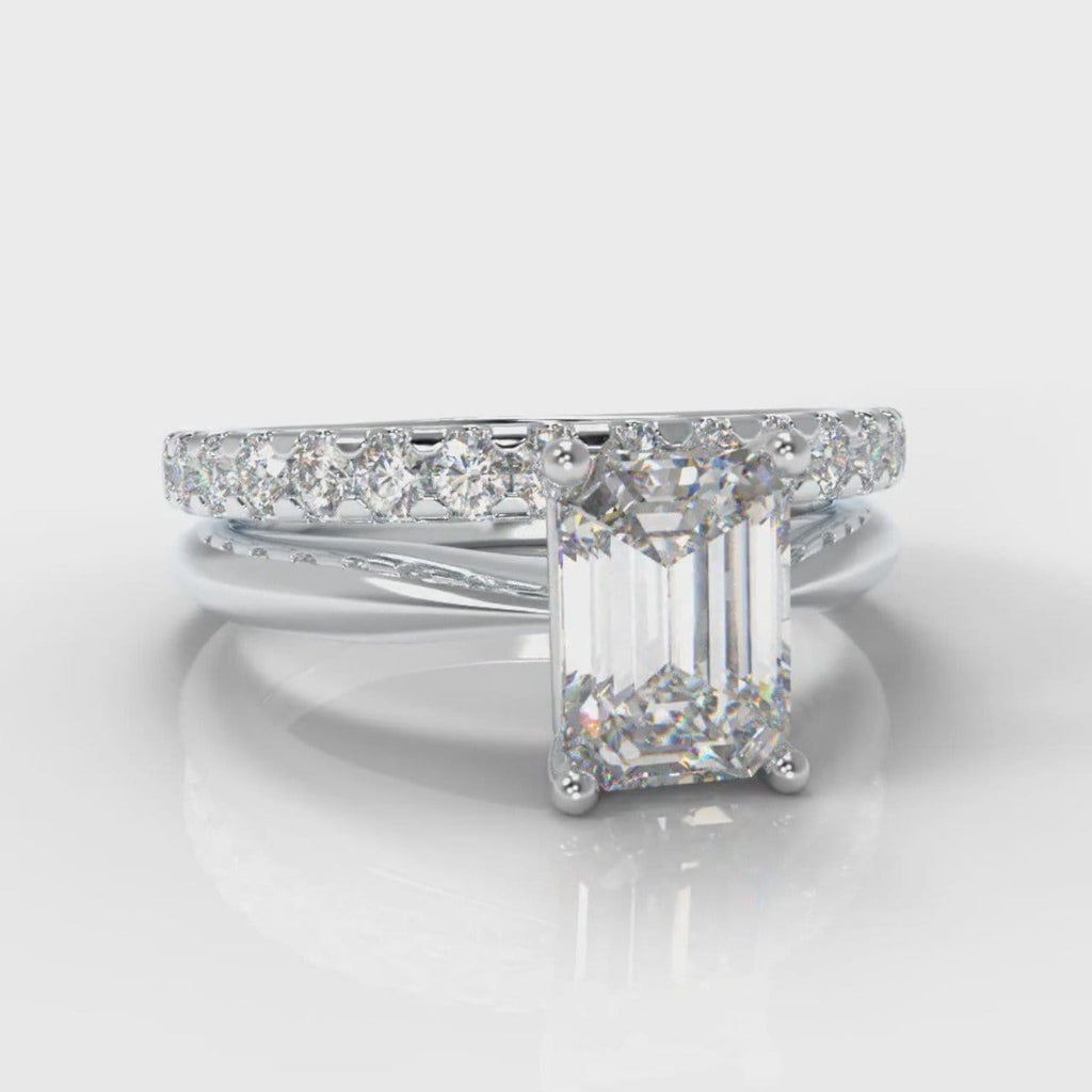 Carrée Solitaire Emerald Cut Diamond Bridal Set