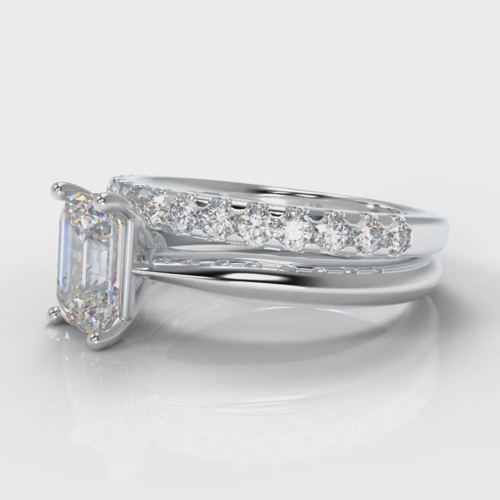 Carrée Solitaire Emerald Cut Diamond Bridal Set