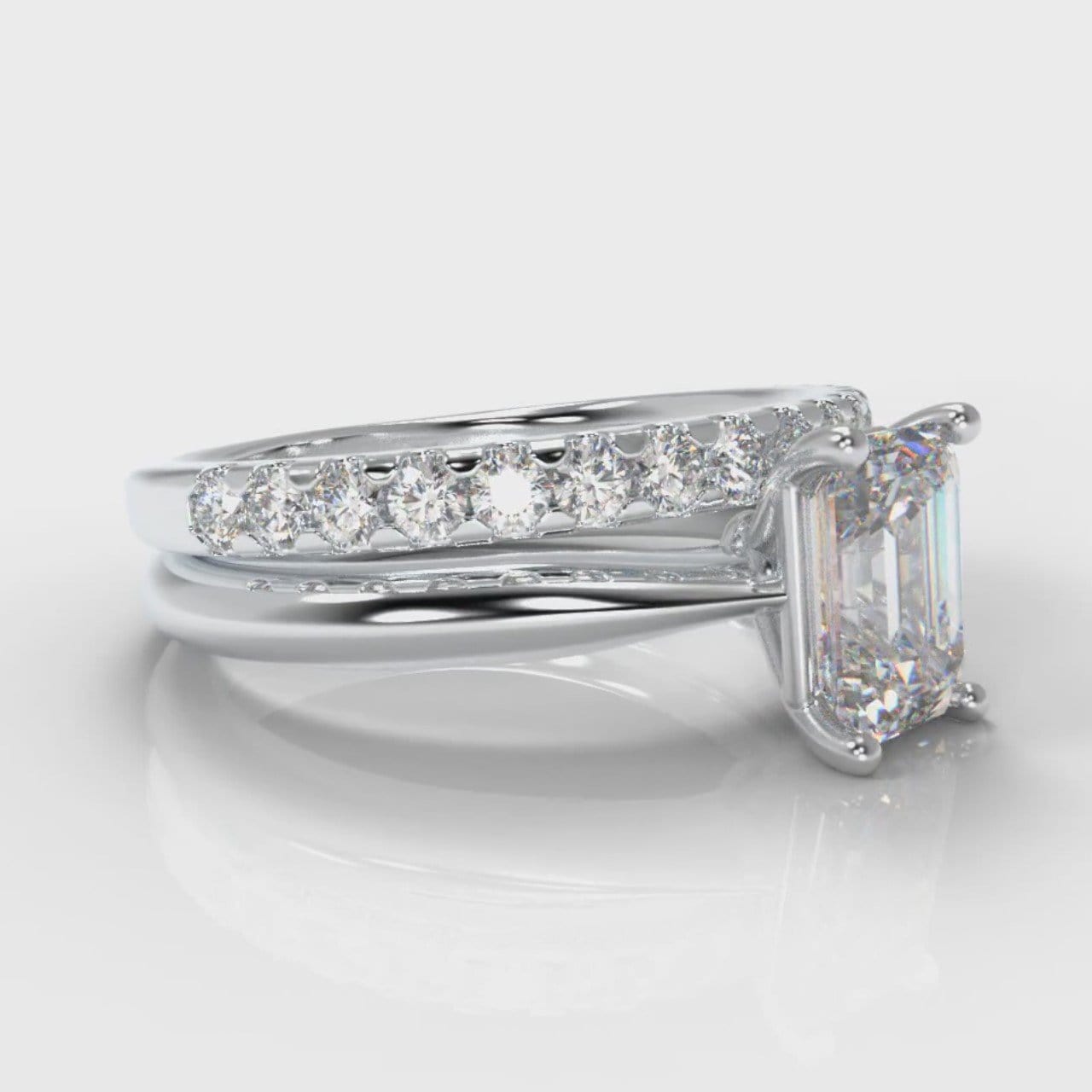 Carrée Solitaire Emerald Cut Diamond Bridal Set
